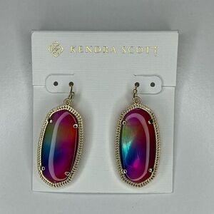 Kendra Scott Multicolor Elle Gold Drop watercolor illusion Earrings
